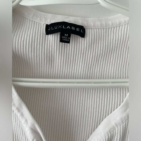 Jluxlabel White Short Sleeve Ribbed Henley Body Suit - size M/6 - Picture 3 of 6